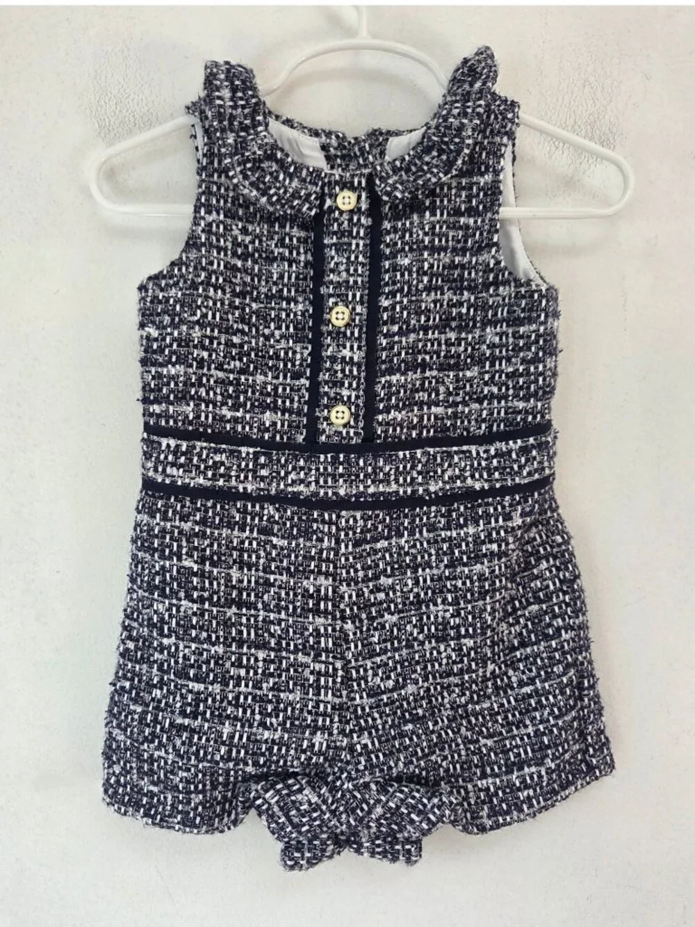 Janie and Jack Navy Blue Tweed Romper One Piece Outfit 12-18 Months